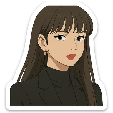 close-up portrait of Lisa from Blackpink, cool and elegant sticker