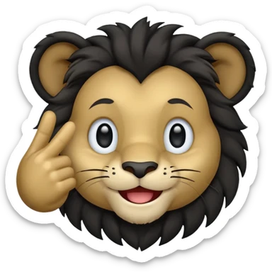 A cute black lion emoji in WhatsApp style, smiling and facing forward, making an OK hand gesture with his right hand and winking one eye. Flat design, soft gradients, rounded shapes, friendly expression, high contrast, clean vector look, centered on a transparent background. sticker