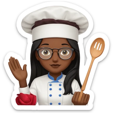 Profesora de pastelería morena con gafas y pelo negro largo sticker