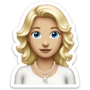 blonde girl blue eyes in pearl necklace sticker