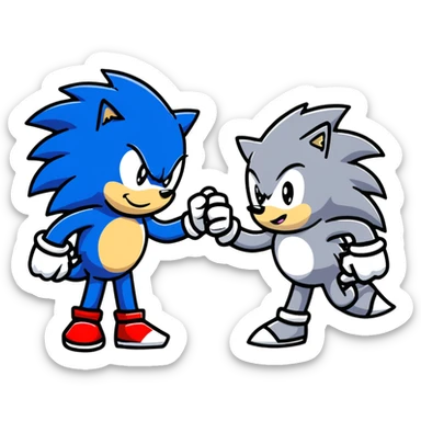 Sonic the Hedgehog and Silver the Hedgehog fist bumping sticker