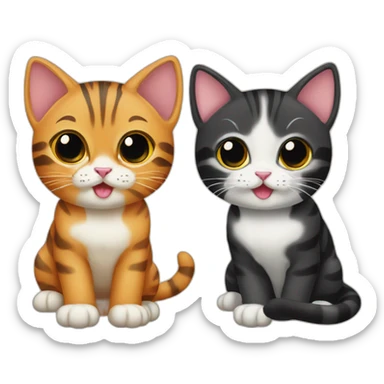 two-cats-bengal-and-cat-black-kitten-together sticker