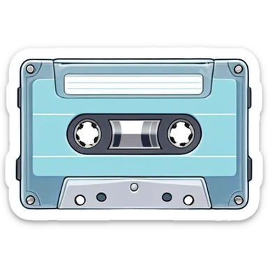 "A retro cassette tape in pastel blue tones with a nostalgic quote and delicate waves around it."
 sticker