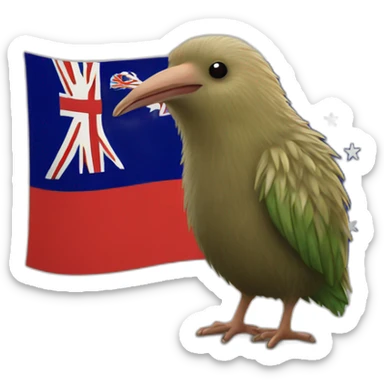Kiwi bird on a new Zealand flag sticker