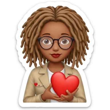 Girl Scouts African American girl with locs and glasses heart  sticker