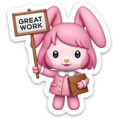 mymelody with sign that says great work sticker