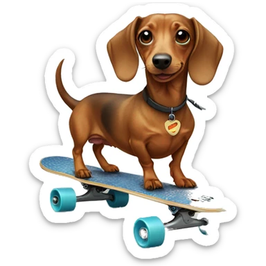 dachshund on a skateboard sticker