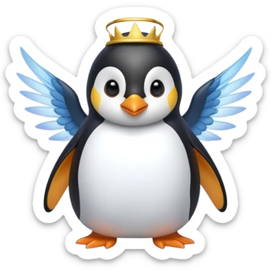 un pinguino con le ali che si muta in una fata sticker