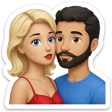 Puerto Rican man short black hair beard with southern wavy blonde hair blue eyes girl kissing  sticker