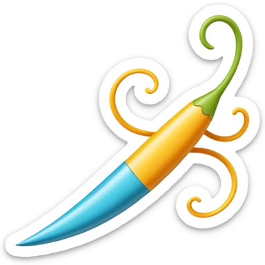 A whimsical, elongated creature darts across the page, its body resembling a playful squiggle  sticker