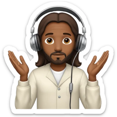African American Jesus Christ giving someone a pair of headphones sticker