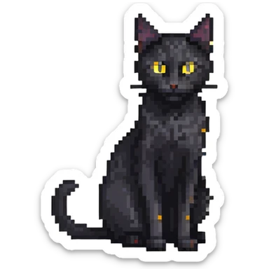 skinny black cat with yellow eyes sticker
