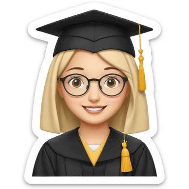 smiling hijabi girl with round glasses and graduation cap sticker