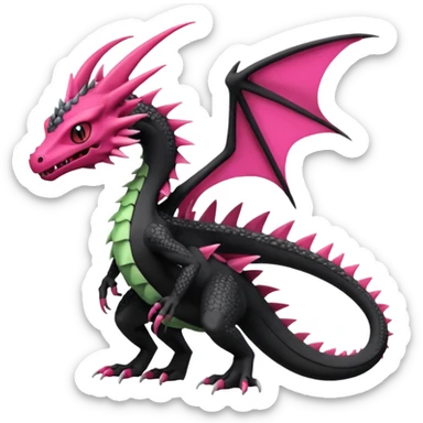 Magenta, black and white Flygon-Gorebyss-Salandit-Gargoyle-Pokémon-Fakémon-creature-fusion-hybrid sticker