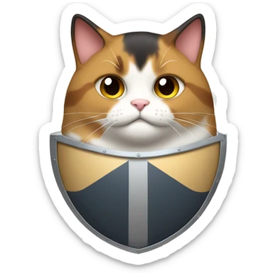 Fat calico cat with a shield  sticker
