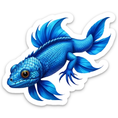 Mountain-Blue-Bird-Blue-Iguana-Blue-Betta-Fish fusion-animal-hybrid-creature sticker
