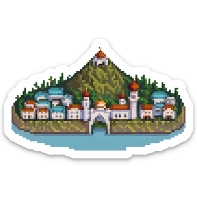 illustration of Nalchik city in pixel art style sticker