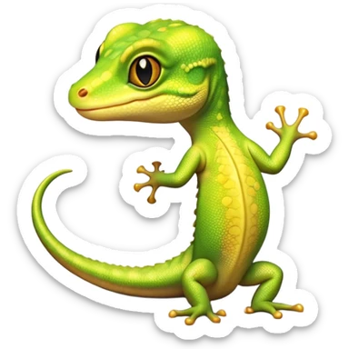 cinematic-cute-realistic gecko-portrait-emoji,-head-tilted-playfully-and-inquisitively,-featuring-a-small,-charming-body-with-smooth,-vividly-patterned-scales,-bright,-sparkling-eyes-and-delicate,-sticky-toe-pads,-simplified-yet-irresistibly-adorable sticker