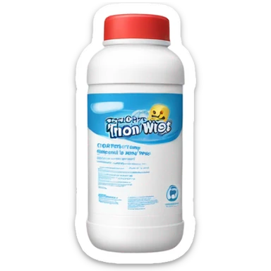 White bottle of disinfecting wipes  sticker