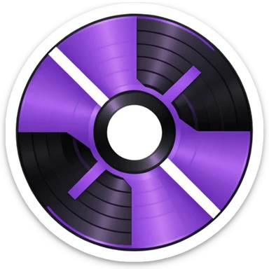 black 8-bit record disc with a purple middle label sticker