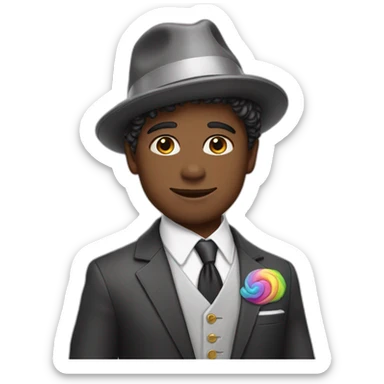 Posh-boy-with-suit-and-rainbow-unicorn-hat sticker