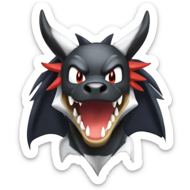 Black Cool Edgy Nargacuga-Houndoom-Garchomp Fakémon  with White and Red Edgy markings sticker