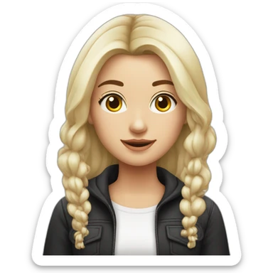 Ragazza con capelli lunghi neri con ciuffi bianchi davanti sticker