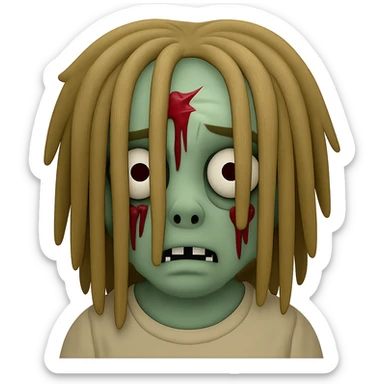 Make the dreads shorter and covering the face, keep the background transparent. The style should maintain the original look of the image. sticker