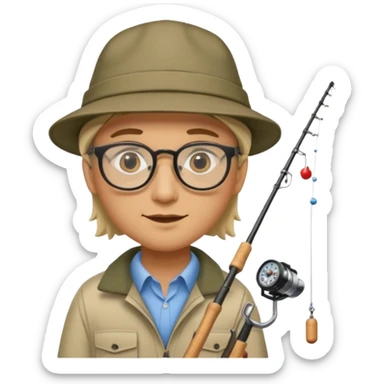 Accountant who wears glasses and loves fishing with lighter skin and bold spot sticker