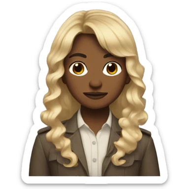 Guerra with brown wavy hair and curtain bangs sticker