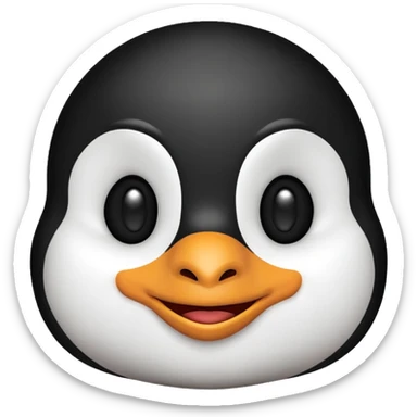 a penguin emoji head thats round smiling with a smug face sticker