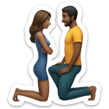 Woman on both knees facing man sticker