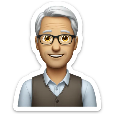 55 year old white male with glasses dressed in business casual clothing sticker