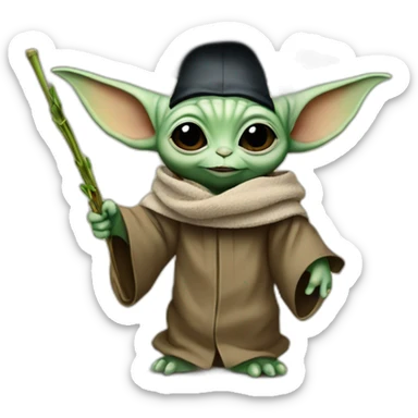 baby yoda with a mortarboard, celebreating sticker