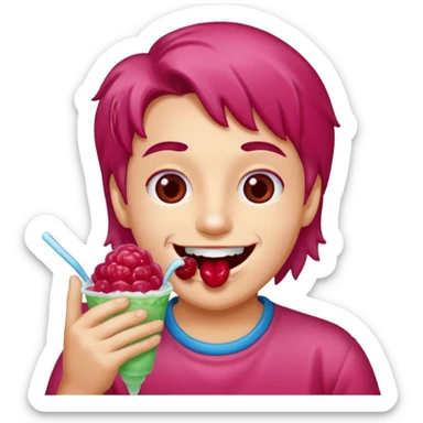 Me eating raspberry italian ice sticker