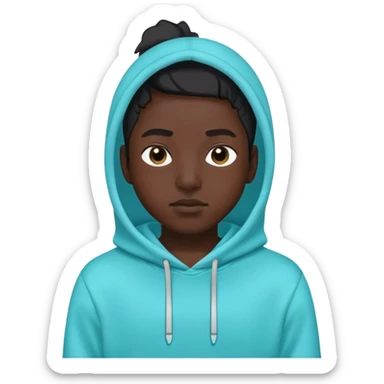 make me an emoji that is for a discord User but it will be a person the colour theme is Black and Cyan sticker