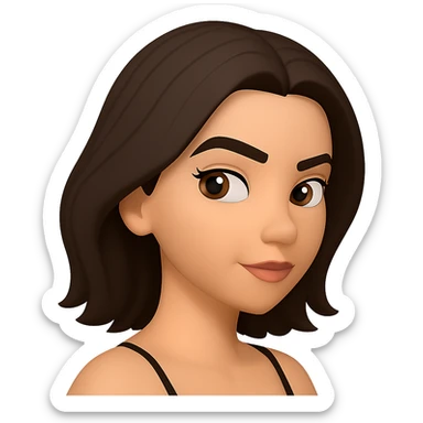 Create a slight sideways (three-quarters) view of the character with a raised eyebrow in the same style as the reference image. Maintain transparent background. sticker