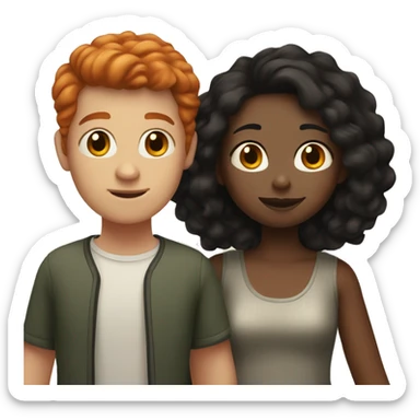 a couple, the boy who is red-haired and white-skinned, and the girl with short black hair and dark skin sticker
