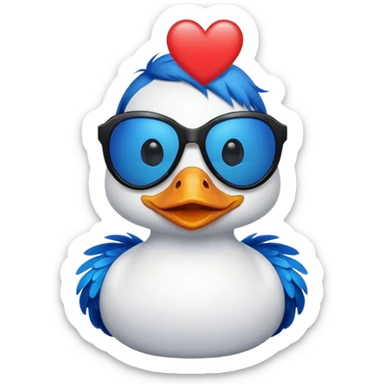 Make a frame emoji and inside it is a duck wearing red heart sunnies and the background is sky or anything blue make it like this 🌇 but what I described inside  sticker