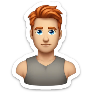 man Blue eyes neatly combed back red hair handsome chiselled jaw sharp cheekbones sticker