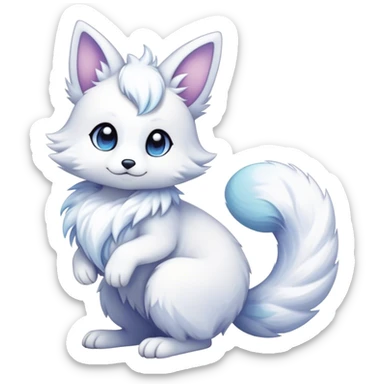 Kawaii bright fantasy ethereal anthro fursona Fakemon with tufted tail  sticker