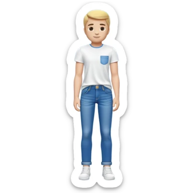 A 3D cartoon casual T-shirt and jeans outfit arranged on flat surface, bright lighting, Memoji-style realism. sticker