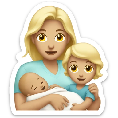 Blonde mom holding her newborn sticker