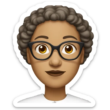 Female nun with medium skin tone and curly hair wearing spike Lee glasses sticker