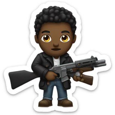 Black Gangster holding a weapon sticker