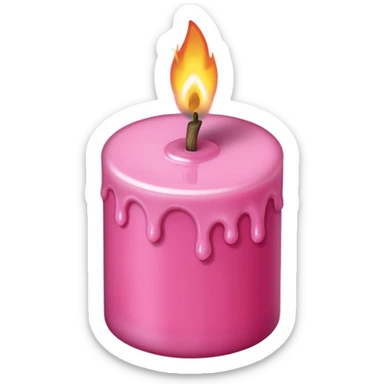 A drawing of a flaming pink candle that could be used at a romantic dinner table. The camera should be isometric at a Bird's-Eye View angle. sticker