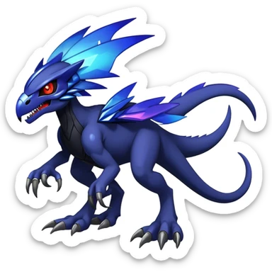 Shiny Dark Evil Nebula Futuristic Fakemon-Pokemon-Digimon-Spectrobes-Raptor-fusion, full body sticker