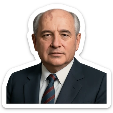realistic icon of Mikhail Gorbachev, clean and focused, no background sticker