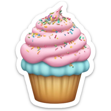 pastel pink cupcake, with colorful sprinkles on it sticker