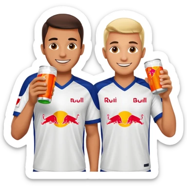 Red bull energy drink imogi for soccer players drinking red bull energy drink while playing soccer sticker
